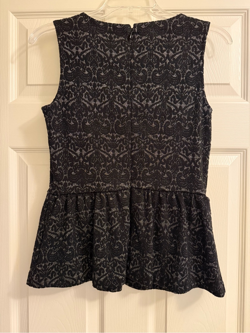 Talbots Sleeveless Black Lace-Effect Peplum Top